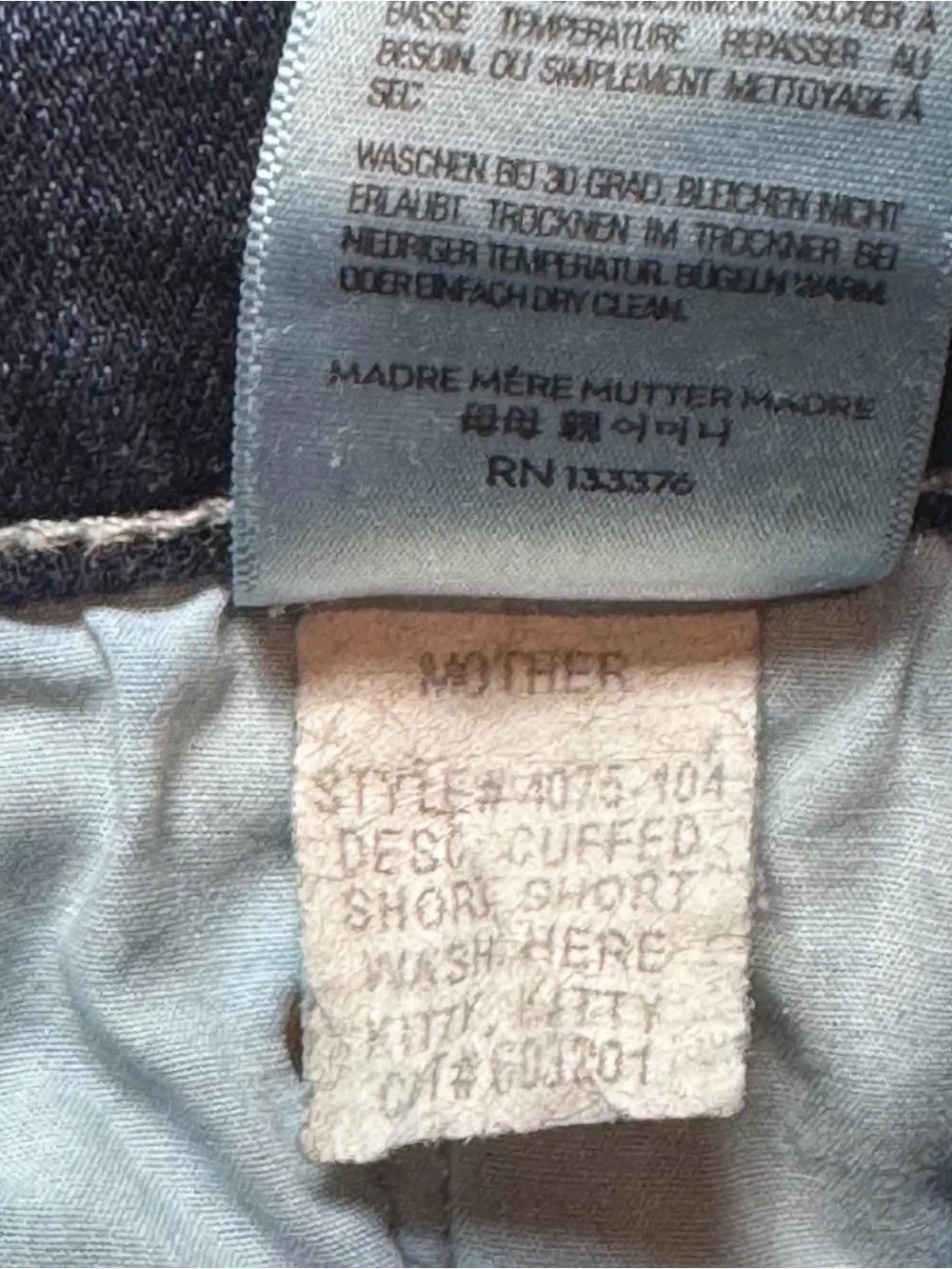 Mother Jean shorts cuffed denim